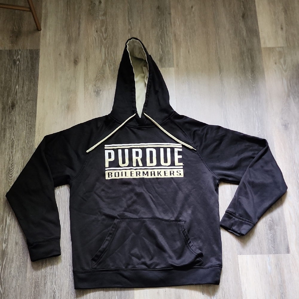 Colosseum Mens Purdue Boilmaker Pullover Hoodie Black Tan Gold Size Medium